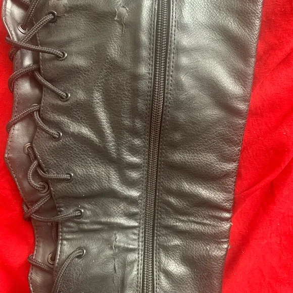 Pleaser Black thigh rhinestone 7inch platform boots - Picture 5 of 11